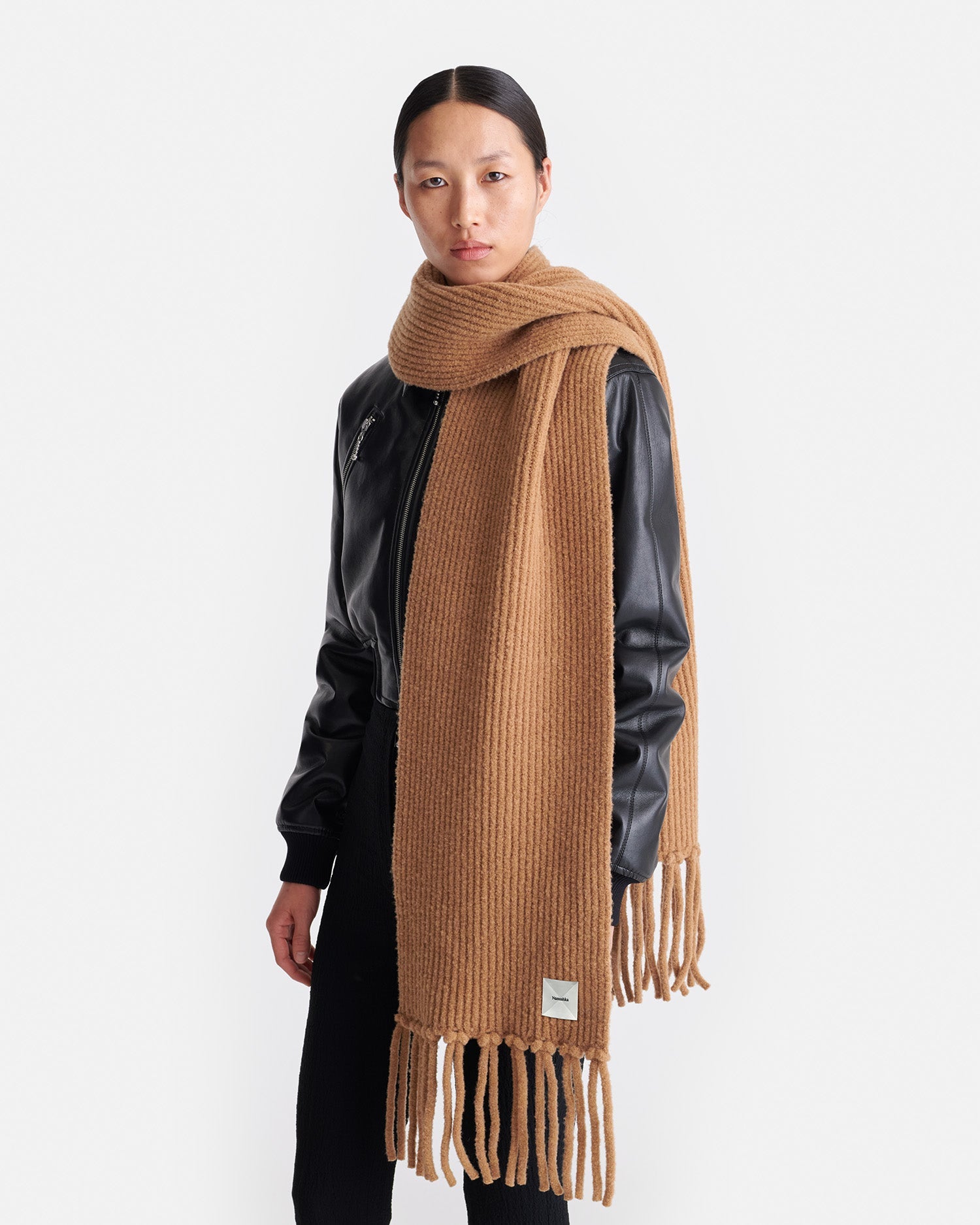 Nanushka Ives - Compact Boucle Scarf - Camel